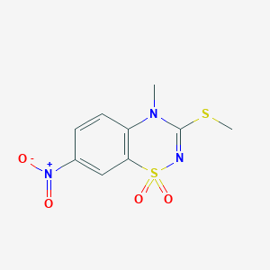 molecular formula C9H9N3O4S2 B15228809 4-Methyl-3-(methylthio)-7-nitro-4H-benzo[e][1,2,4]thiadiazine 1,1-dioxide 