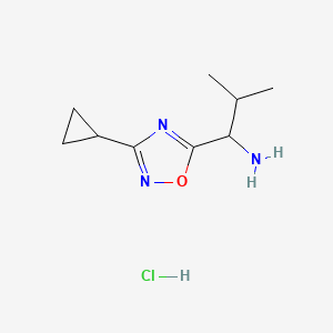 molecular formula C9H16ClN3O B1522881 1-(3-Cyclopropyl-1,2,4-oxadiazol-5-yl)-2-methylpropan-1-amine hydrochloride CAS No. 1251923-65-5