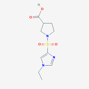 molecular formula C10H15N3O4S B15228811 1-((1-Ethyl-1H-imidazol-4-yl)sulfonyl)pyrrolidine-3-carboxylic acid 