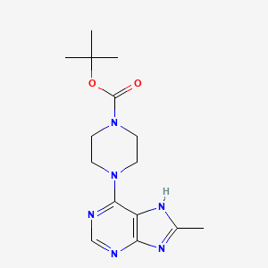 molecular formula C15H22N6O2 B15228823 tert-Butyl 4-(8-methyl-9H-purin-6-yl)piperazine-1-carboxylate 