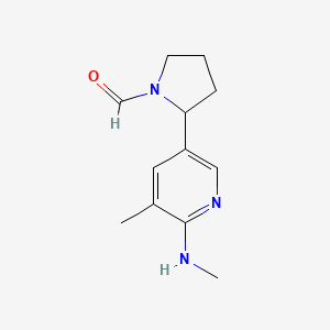 molecular formula C12H17N3O B15228871 2-(5-Methyl-6-(methylamino)pyridin-3-yl)pyrrolidine-1-carbaldehyde 