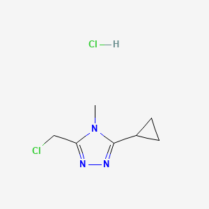 molecular formula C7H11Cl2N3 B1522898 3-(chloromethyl)-5-cyclopropyl-4-methyl-4H-1,2,4-triazole hydrochloride CAS No. 1251923-59-7