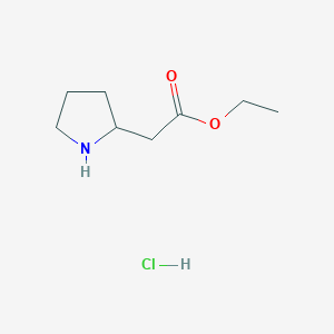 molecular formula C8H16ClNO2 B1522903 Ethyl 2-(pyrrolidin-2-yl)acetate hydrochloride CAS No. 1251923-73-5