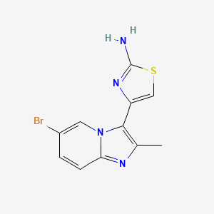 molecular formula C11H9BrN4S B15229065 4-(6-Bromo-2-methylimidazo[1,2-a]pyridin-3-yl)thiazol-2-amine 