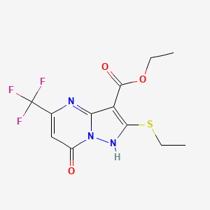 molecular formula C12H12F3N3O3S B15229085 Ethyl 2-(ethylthio)-7-oxo-5-(trifluoromethyl)-4,7-dihydropyrazolo[1,5-a]pyrimidine-3-carboxylate 