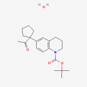 molecular formula C21H31NO4 B15229091 tert-Butyl 6-(1-acetylcyclopentyl)-3,4-dihydroquinoline-1(2H)-carboxylate hydrate 