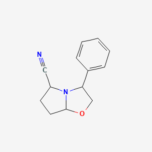 molecular formula C13H14N2O B15229110 3-Phenylhexahydropyrrolo[2,1-b]oxazole-5-carbonitrile 