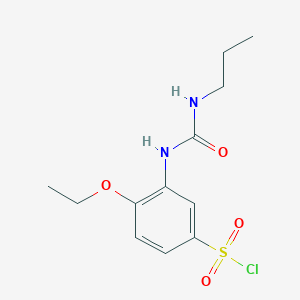 molecular formula C12H17ClN2O4S B15229143 4-Ethoxy-3-(3-propyl-ureido)-benzenesulfonyl chloride 