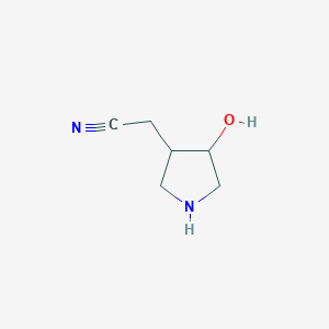 molecular formula C6H10N2O B15229178 2-(4-Hydroxypyrrolidin-3-yl)acetonitrile 