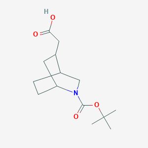 molecular formula C14H23NO4 B15229210 2-[(1S,4R)-2-[(tert-butoxy)carbonyl]-2-azabicyclo[2.2.2]octan-5-yl]acetic acid 