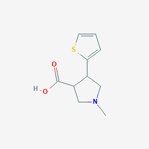 molecular formula C10H13NO2S B15229278 1-Methyl-4-(thiophen-2-yl)pyrrolidine-3-carboxylic acid 