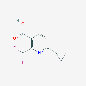 molecular formula C10H9F2NO2 B15229488 6-Cyclopropyl-2-(difluoromethyl)nicotinic acid 