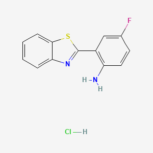 molecular formula C13H10ClFN2S B1522954 2-(1,3-Benzothiazol-2-yl)-4-fluoroaniline hydrochloride CAS No. 1258641-20-1