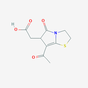 molecular formula C10H11NO4S B15229547 2-(7-Acetyl-5-oxo-2,3,5,6-tetrahydropyrrolo[2,1-b]thiazol-6-yl)acetic acid 