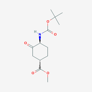 molecular formula C13H21NO5 B15229587 Methyl (1S,4S)-4-((tert-butoxycarbonyl)amino)-3-oxocyclohexane-1-carboxylate 