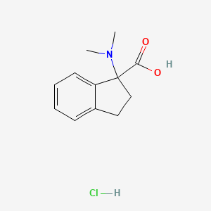 molecular formula C12H16ClNO2 B1522959 1-(dimethylamino)-2,3-dihydro-1H-indene-1-carboxylic acid hydrochloride CAS No. 1251924-52-3