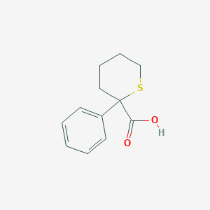 molecular formula C12H14O2S B15229598 2-Phenyltetrahydro-2H-thiopyran-2-carboxylic acid 