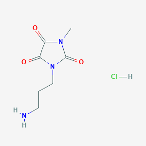 molecular formula C7H12ClN3O3 B1522960 1-(3-Aminopropyl)-3-methylimidazolidine-2,4,5-trione hydrochloride CAS No. 1251924-43-2