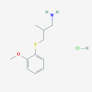 molecular formula C11H18ClNOS B1522961 1-[(3-Amino-2-methylpropyl)sulfanyl]-2-methoxybenzene hydrochloride CAS No. 1258649-90-9