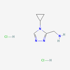 molecular formula C6H12Cl2N4 B1522967 (4-cyclopropyl-4H-1,2,4-triazol-3-yl)methanamine dihydrochloride CAS No. 1258652-10-6