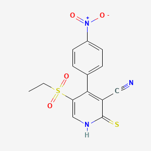 5-(Ethylsulfonyl)-4-(4-nitrophenyl)-2-thioxo-1,2-dihydropyridine-3-carbonitrile