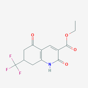 molecular formula C13H12F3NO4 B15229797 Ethyl 2,5-dioxo-7-(trifluoromethyl)-1,2,5,6,7,8-hexahydroquinoline-3-carboxylate 