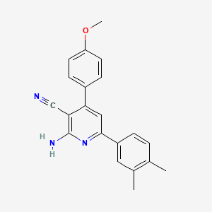 molecular formula C21H19N3O B15229804 2-Amino-6-(3,4-dimethylphenyl)-4-(4-methoxyphenyl)nicotinonitrile 