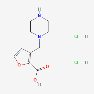 molecular formula C10H16Cl2N2O3 B1522981 3-(哌嗪-1-基甲基)呋喃-2-甲酸二盐酸盐 CAS No. 1258650-94-0