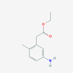 molecular formula C11H15NO2 B15229824 Ethyl 2-(5-amino-2-methylphenyl)acetate 