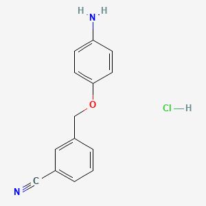 molecular formula C14H13ClN2O B1522988 3-(4-Aminophenoxymethyl)benzonitrile hydrochloride CAS No. 1251924-79-4