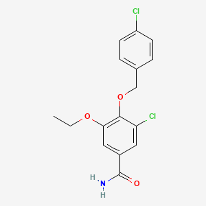 molecular formula C16H15Cl2NO3 B15229893 3-Chloro-4-((4-chlorobenzyl)oxy)-5-ethoxybenzamide CAS No. 1706463-65-1