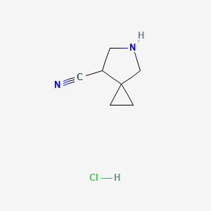 molecular formula C7H11ClN2 B15229920 5-Azaspiro[2.4]heptane-7-carbonitrilehydrochloride 