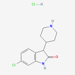 molecular formula C13H16Cl2N2O B1522993 6-chloro-3-(piperidin-4-yl)-2,3-dihydro-1H-indol-2-one hydrochloride CAS No. 1251924-98-7