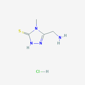 molecular formula C4H9ClN4S B1523003 5-(aminomethyl)-4-methyl-4H-1,2,4-triazole-3-thiol hydrochloride CAS No. 1258640-61-7