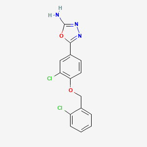 molecular formula C15H11Cl2N3O2 B15230040 5-(3-Chloro-4-((2-chlorobenzyl)oxy)phenyl)-1,3,4-oxadiazol-2-amine 