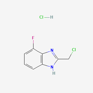 molecular formula C8H7Cl2FN2 B1523010 2-(chloromethyl)-4-fluoro-1H-1,3-benzodiazole hydrochloride CAS No. 1258649-53-4
