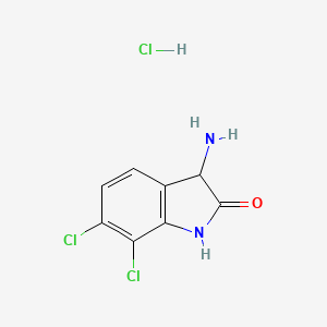 molecular formula C8H7Cl3N2O B1523016 3-amino-6,7-dichloro-2,3-dihydro-1H-indol-2-one hydrochloride CAS No. 1269151-06-5
