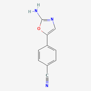 molecular formula C10H7N3O B15230200 4-(2-Aminooxazol-5-yl)benzonitrile 