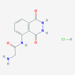 molecular formula C10H11ClN4O3 B1523027 2-amino-N-(1,4-dioxo-1,2,3,4-tetrahydrophthalazin-5-yl)acetamide hydrochloride CAS No. 1211847-14-1