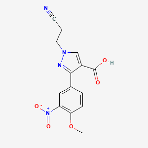 molecular formula C14H12N4O5 B1523029 1-(2-氰乙基)-3-(4-甲氧基-3-硝基苯基)-1H-吡唑-4-羧酸 CAS No. 1209545-31-2