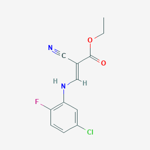 molecular formula C12H10ClFN2O2 B1523032 3-[(5-氯-2-氟苯基)氨基]-2-氰基丙-2-烯酸乙酯 CAS No. 1181482-69-8