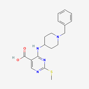 molecular formula C18H22N4O2S B1523037 4-(1-Benzylpiperidin-4-ylamino)-2-(methylthio)pyrimidine-5-carboxylic acid CAS No. 1033194-54-5