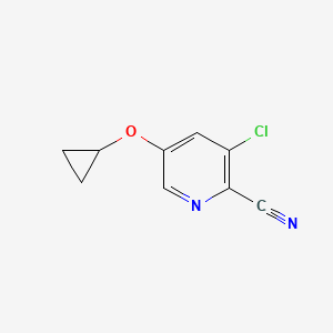 molecular formula C9H7ClN2O B15230388 3-Chloro-5-cyclopropoxypicolinonitrile 