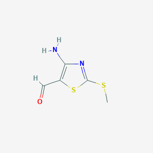 molecular formula C5H6N2OS2 B15230437 4-Amino-2-(methylthio)thiazole-5-carbaldehyde 