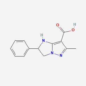 molecular formula C13H13N3O2 B15230536 6-Methyl-2-phenyl-2,3-dihydro-1H-imidazo[1,2-b]pyrazole-7-carboxylic acid 