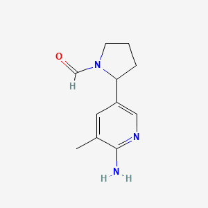 molecular formula C11H15N3O B15230624 2-(6-Amino-5-methylpyridin-3-yl)pyrrolidine-1-carbaldehyde 