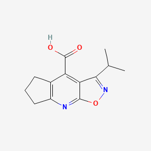 molecular formula C13H14N2O3 B15230698 3-Isopropyl-6,7-dihydro-5H-cyclopenta[b]isoxazolo[4,5-e]pyridine-4-carboxylic acid 