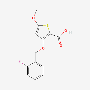 molecular formula C13H11FO4S B15230940 3-((2-Fluorobenzyl)oxy)-5-methoxythiophene-2-carboxylic acid 