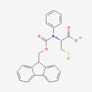 molecular formula C24H21NO4S B15231018 (R)-2-((((9H-Fluoren-9-yl)methoxy)carbonyl)(phenyl)amino)-3-mercaptopropanoic acid 