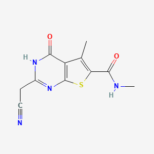 molecular formula C11H10N4O2S B15231045 2-(cyanomethyl)-N,5-dimethyl-4-oxo-3,4-dihydrothieno[2,3-d]pyrimidine-6-carboxamide 